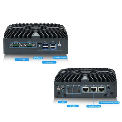 Intel Core i3-1215U Fanless Aluminum Industrial Mini PC – DDR5, 3× LAN, 2× COM