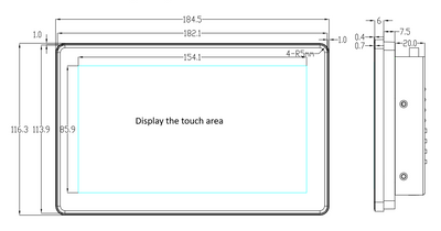 7" inch A133P 2x INT SPK All in One HMI Android Panel PC, IPS, ABS Frame