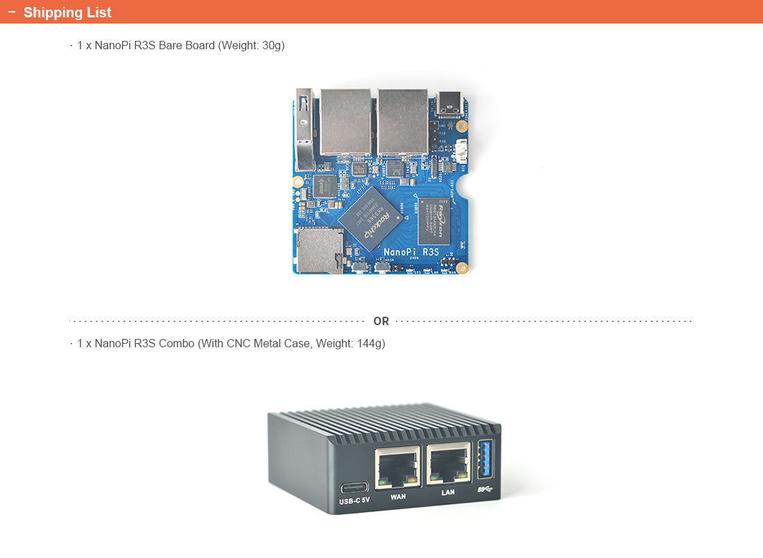 Friendly Elec NanoPi R3S Dual Gigabit RK3566 IoT & Edge Computing Single Board Computer
