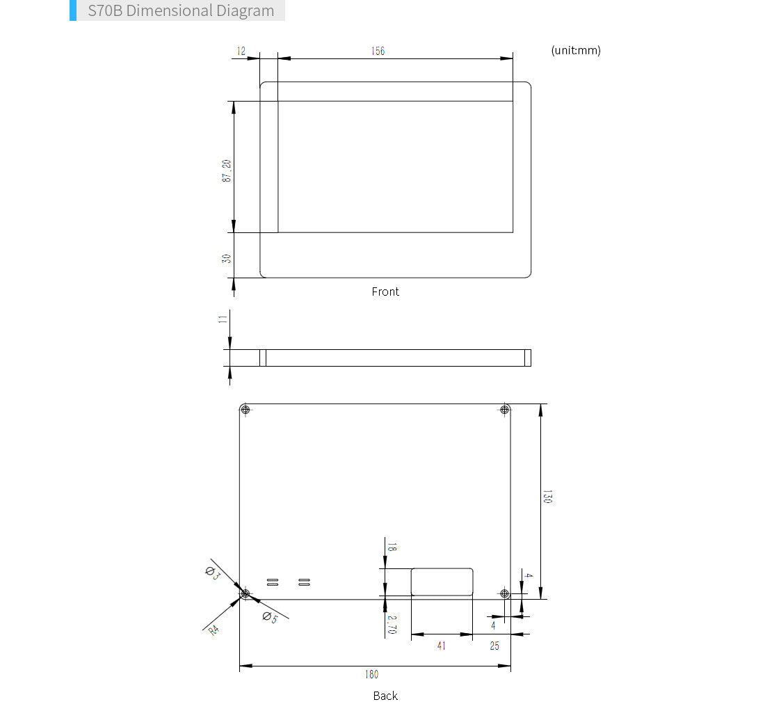 S70B 7″ LCD Display | Resistive Touch | 800×480 | One-Wire Backlight | Linux Android