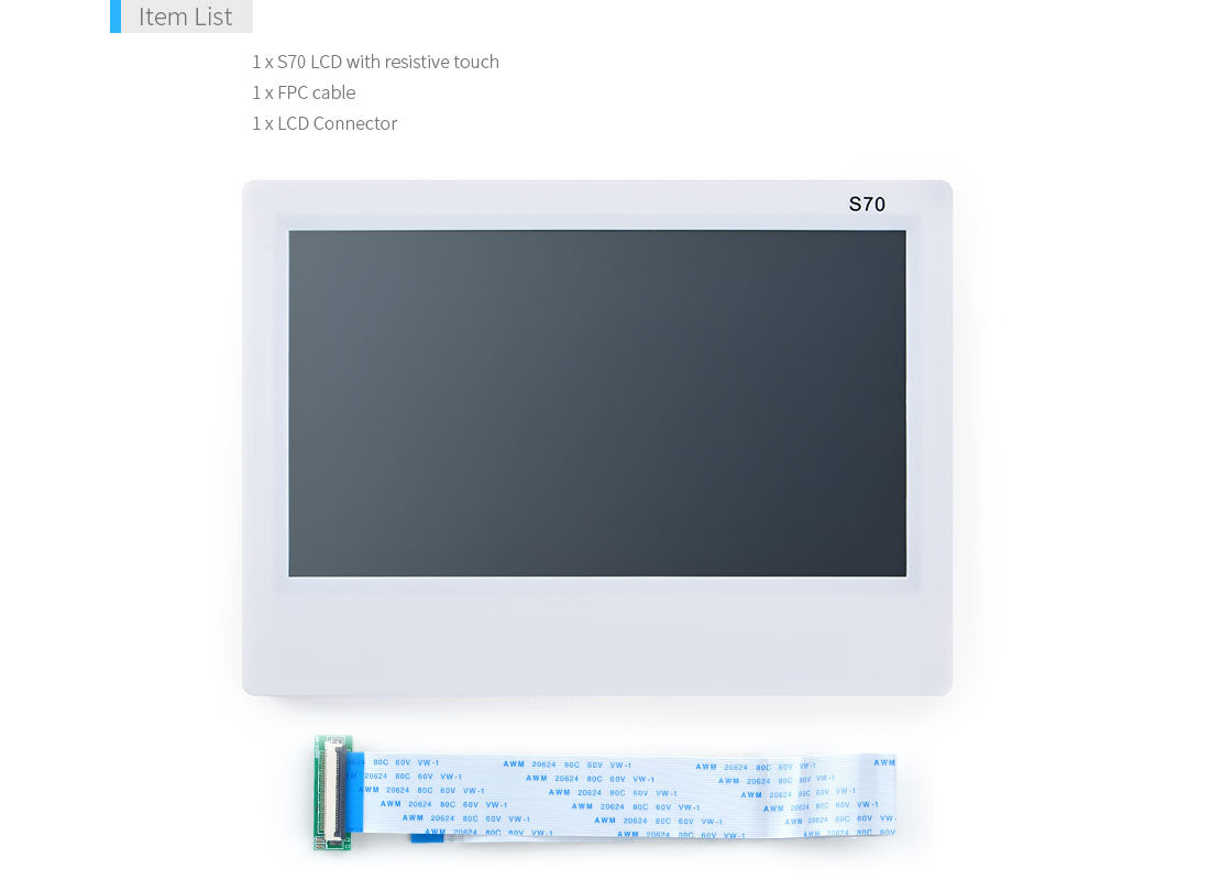 S70B 7″ LCD Display | Resistive Touch | 800×480 | One-Wire Backlight | Linux Android