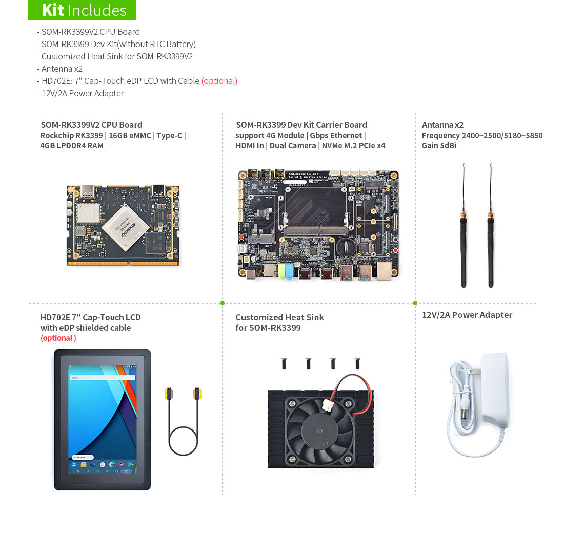 FriendlyElec SOM-RK3399V2 Dev Kit | RK3399 Hexa-Core | CPU + Carrier Board | AI & Edge Development