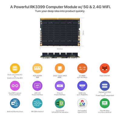 FriendlyElec SOM-RK3399V2 Dev Kit | RK3399 Hexa-Core | CPU + Carrier Board | AI & Edge Development
