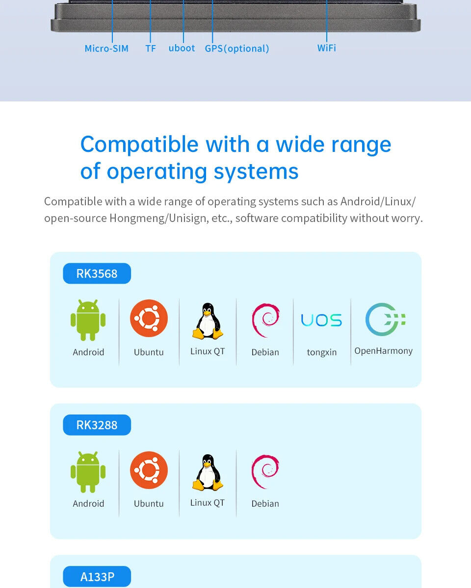 7" inch RK3288 2x INT SPK All in One HMI Android Panel PC, IPS, ABS Frame