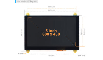 W500 5" LCD Display- 800x480 Capacitive Touch Screen for Android and Linux