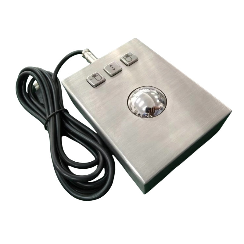 D-8302 DESK Desktop Rugged Industrial Stainless Steel Trackball with 38mm Steel Ball and USB Interface