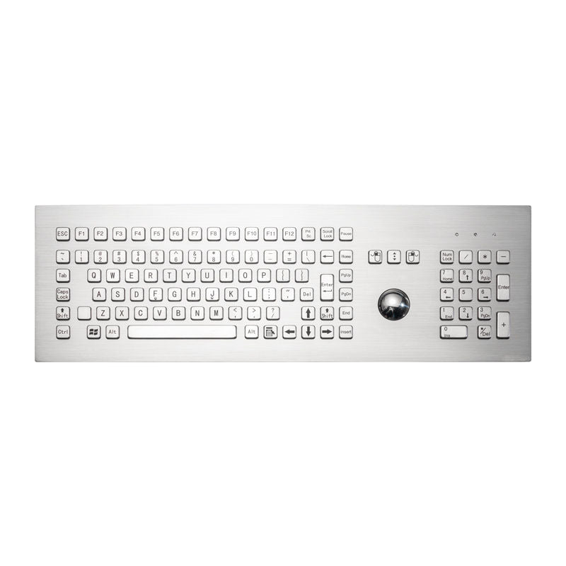 D-8605A Front Panel Mount 106 Keys Industrial Metal Stainless Steel Keyboard With Trackball And Number Keypad