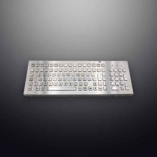 D-8625DESK 103 Keys Full Size Customizable Layout Industrial Metal Kiosk Keyboard Desktop Compact Stainless Steel Keyboard with FN Keys