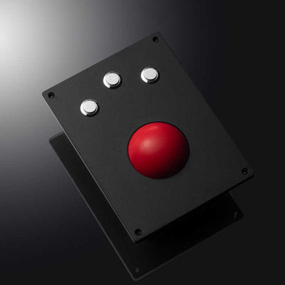 Black Industrial Panel Mount 60mm Red Trackball Pointing Device With 3 Mouse Buttons