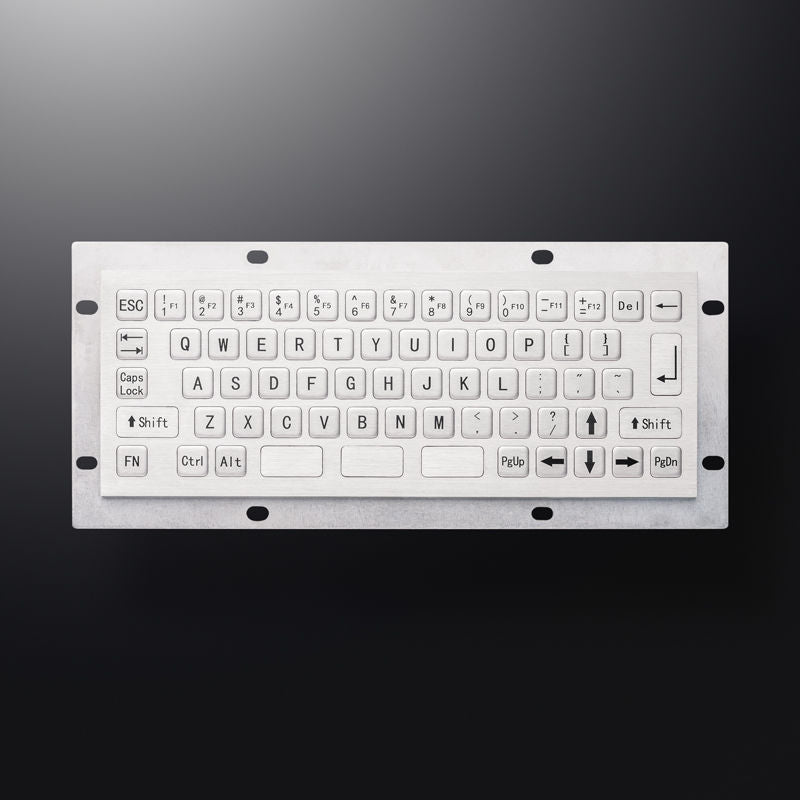 D-8680 Rugged Compact Mini 66 Flat Keys Panel Mount Stainless Steel Industrial Metal Keyboard