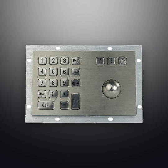 D-8305 18 Keys Rugged Vandal-Proof Industrial Keyboard Metal Numeric Keypad with Trackball