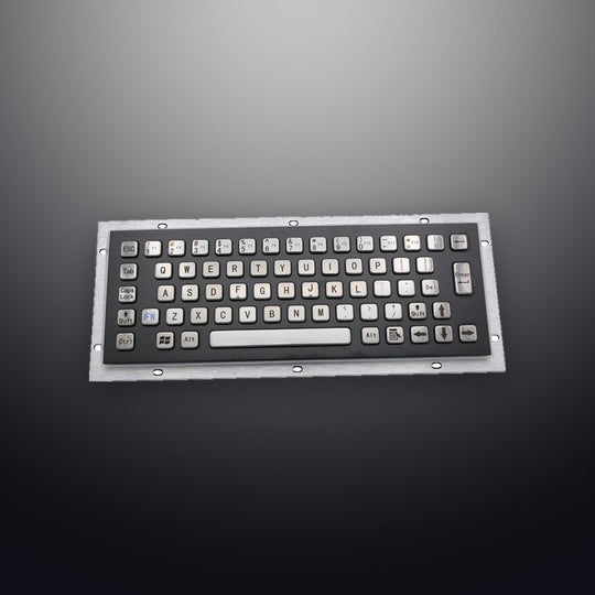 D-8601B-S 65 Keys Vandal Proof Panel Mount Industrial Keyboard With Black Panel and Sliver Button