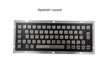 D-8601B-S 65 Keys Vandal Proof Panel Mount Industrial Keyboard With Black Panel and Sliver Button