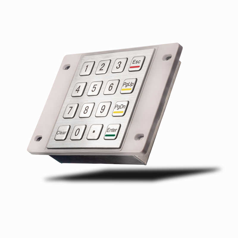 D-8203B 4x4 IP65 Stainless Steel Numeric Metal Keypad With Waterproof Silicone Cover For Outdoor Self-service Car Washing Machine