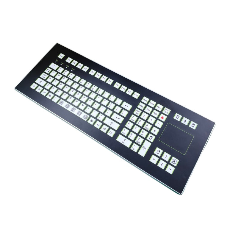 D-1605C IP68 Sealed 109-Key Embedded Membrane Metal Keyboard with Touchpad For Pharmaceutical & Chemical Industries