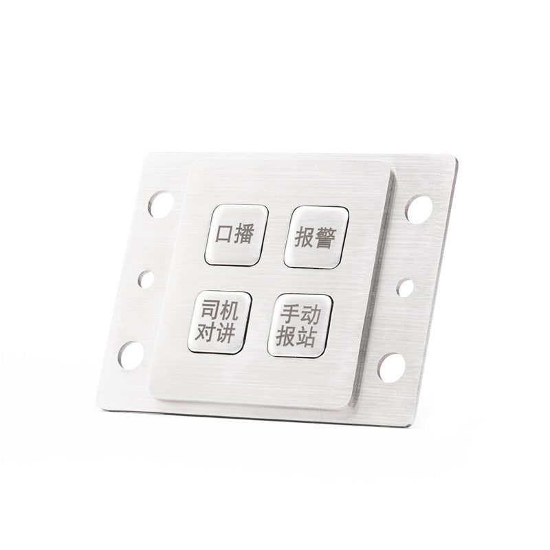D-8837 4-Key Metal Keypad for In-Car Broadcasting Devices, with a Matrix Interface.