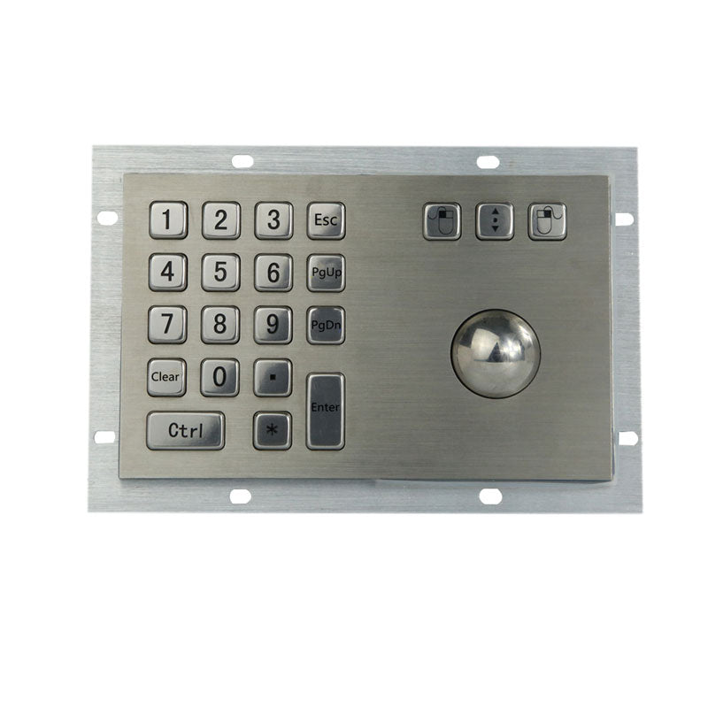 D-8305 18 Keys Rugged Vandal-Proof Industrial Keyboard Metal Numeric Keypad with Trackball