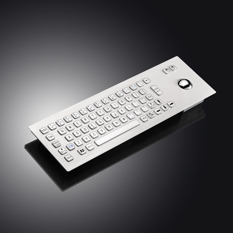 D-8603 67 keys Panel Mount Industrial Keyboard With Trackball USB Stainless Steel Metal Rugged Keyboard For Self Service Kiosk