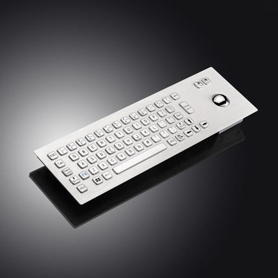D-8603 67 keys Panel Mount Industrial Keyboard With Trackball USB Stainless Steel Metal Rugged Keyboard For Self Service Kiosk