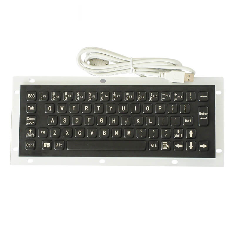 D-8656B Mini 65 key Industrial Computer Waterproof Stainless Steel Metal keyboard In Black