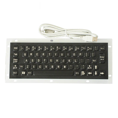 D-8656B Mini 65 key Industrial Computer Waterproof Stainless Steel Metal keyboard In Black