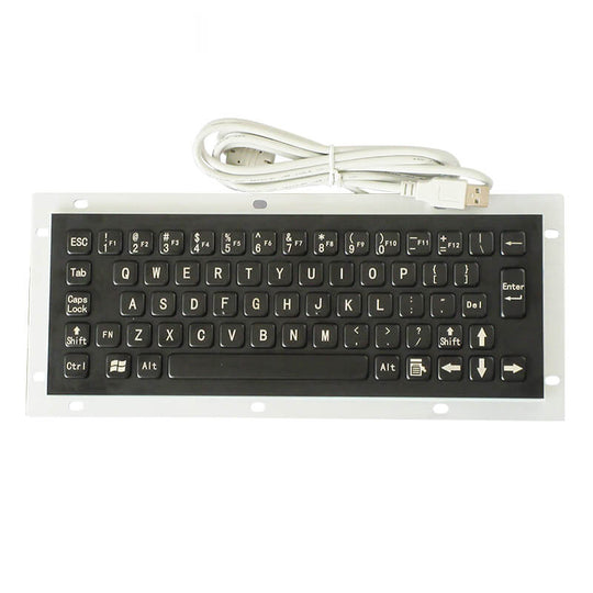 D-8656B Mini 65 key Industrial Computer Waterproof Stainless Steel Metal keyboard In Black
