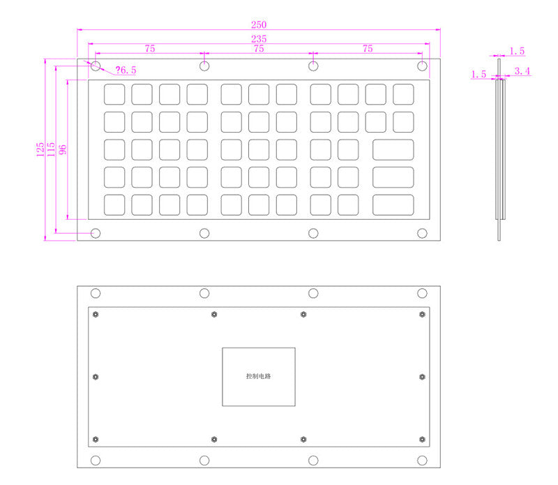 D-8604 Customized 52-keys Embedded Industrial Metal Keypad Use For Supermarket Electronic Scale