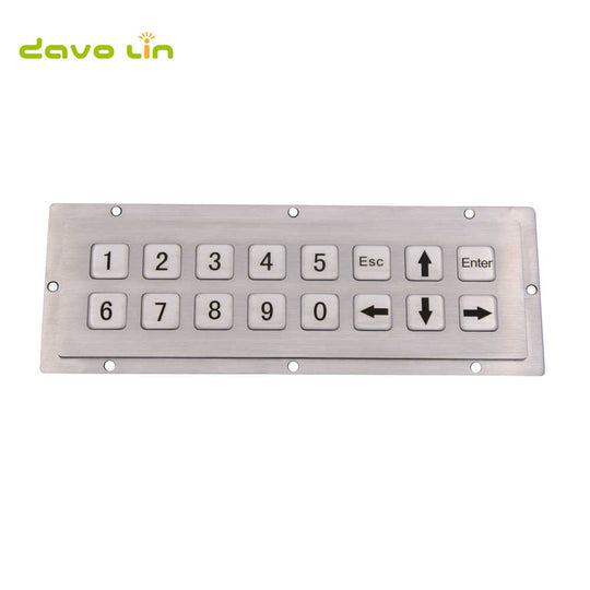 D-8908 16 Keys Rugged Embedded Horizontal Double-Row Layout Metal Numeric Keypad