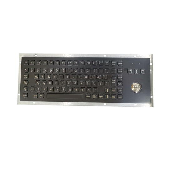 D-8606G-B IP65 Black Metal Industrial Keyboards With Trackball Stainless Steel USB Rugged Keyboard For Self Service Kiosk