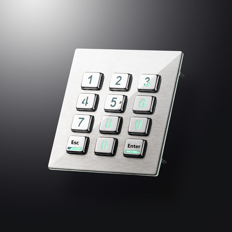 D-8208H IP65 12 Keys 3x4 Stainless Steel Metal Backlit Numeric Keypad For Industrial Telephone Access Control System