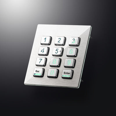 D-8208H IP65 12 Keys 3x4 Stainless Steel Metal Backlit Numeric Keypad For Industrial Telephone Access Control System