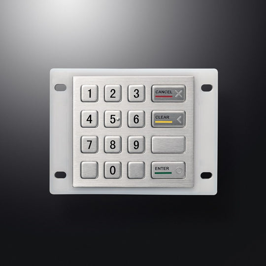 D-8204B 16 Keys Panel Mount Vandal Proof Rugged Metal Keypad With Waterproof Silicone Cover