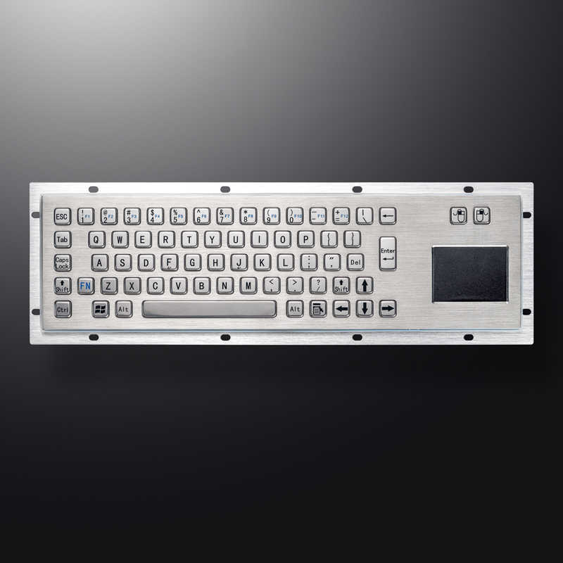 D-8607 Panel Mount Waterproof IP65 Rugged Kiosk Wired USB PS2 Metal Industrial Keyboard With Touchpad