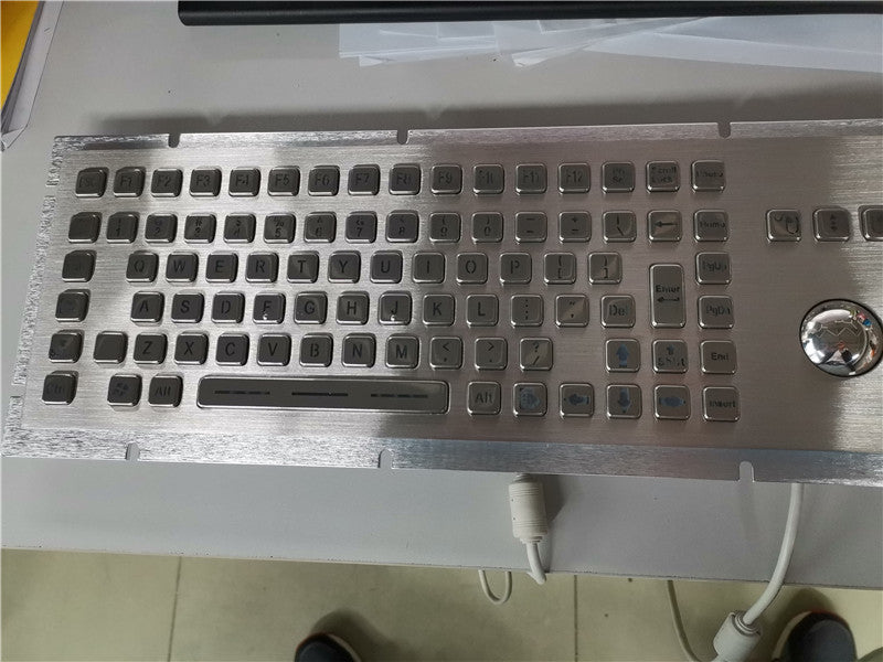 D-8605-BG 106 keys Industrial Backlight keyboard with Trackball mouse