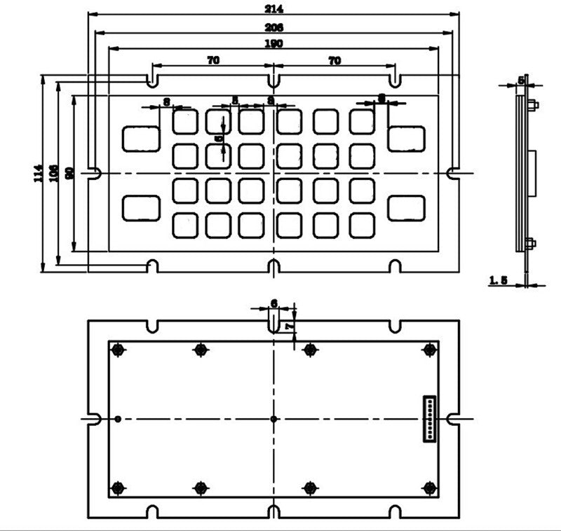 D-8237 28 Keys Waterproof Stainless Steel Metal Numeric Keypad For Industrial Machine