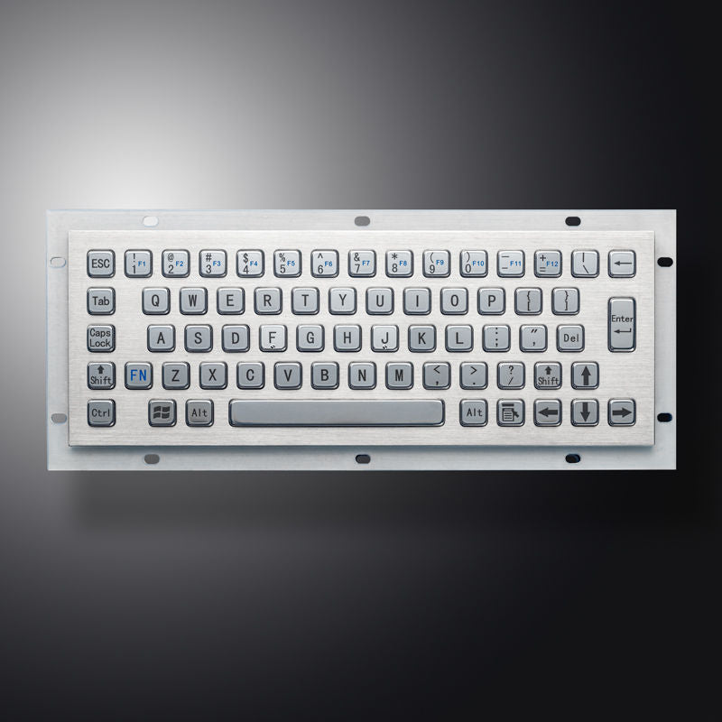 D-8673 IP67 Waterproof Rugged 65 Keys Panel Mount Stainless Steel Industrial Metal Keyboard