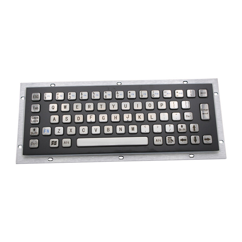 D-8601B-S 65 Keys Vandal Proof Panel Mount Industrial Keyboard With Black Panel and Sliver Button
