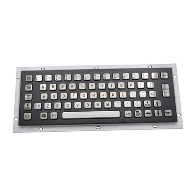 D-8601B-S 65 Keys Vandal Proof Panel Mount Industrial Keyboard With Black Panel and Sliver Button