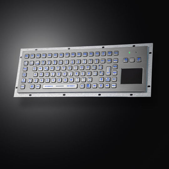 D-8606T Backlight 89 Keys Panel Mount Spainish Layout Industrial Metal Keyboard With Touchpad and Backlight