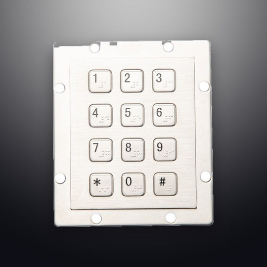 D-8208D Metal Braille Numeric Keypad - 12 Keys - USB - Industrial Keypad