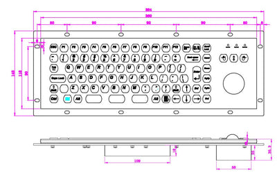 D-8610 89 Keys Industrial Keyboards With 36mm Resin Trackball