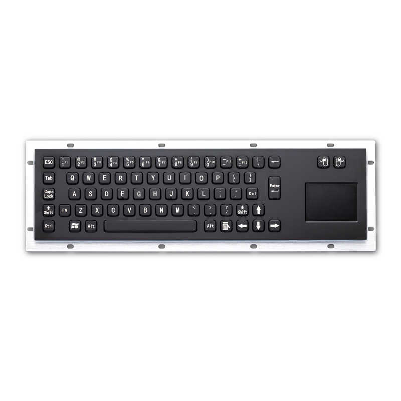 D-8607B Industrial black metal keyboard with touchpad for public information kiosk