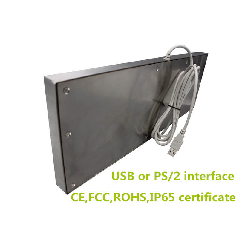 D-8625DESK 103 Keys Full Size Customizable Layout Industrial Metal Kiosk Keyboard Desktop Compact Stainless Steel Keyboard with FN Keys