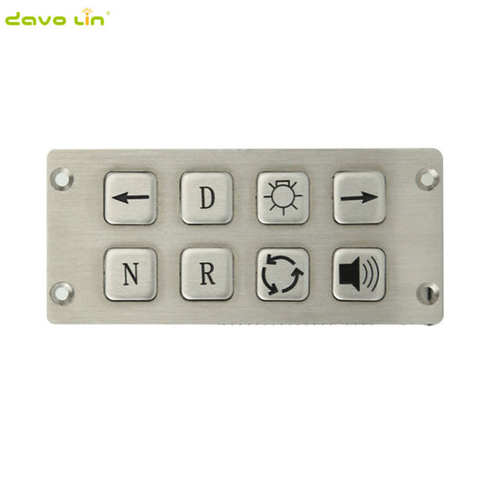 D-8226 8 Keys Industrial Front Panel Mount Stainless Steel Metal Keypads