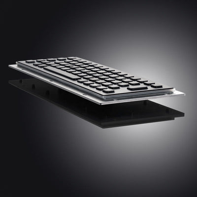 D-8601B 65 Keys Vandal Proof Panel Mount Industrial Stainless Steel Metallic Keyboard In Black With F1-F12 For Self-Service Kiosk