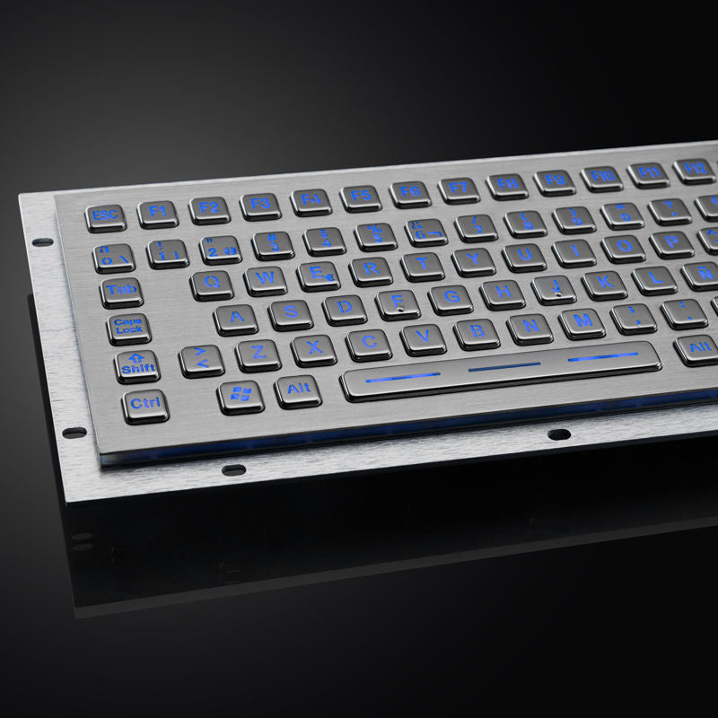 D-8606T Backlight 89 Keys Panel Mount Spainish Layout Industrial Metal Keyboard With Touchpad and Backlight