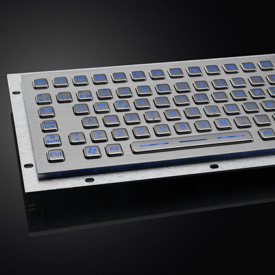 D-8606T Backlight 89 Keys Panel Mount Spainish Layout Industrial Metal Keyboard With Touchpad and Backlight