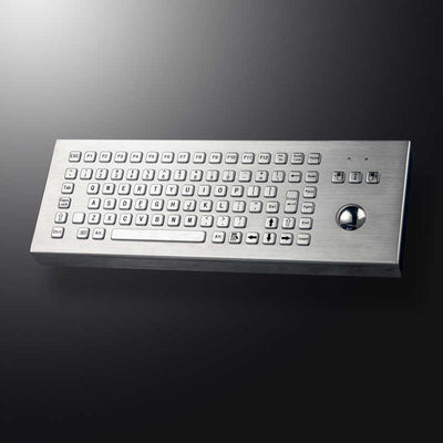 D-8606-DESK Customizable Layout Ruggedized Waterproof And Vandalproof Industrial Desktop Metal Keyboard With 38mm Trackball