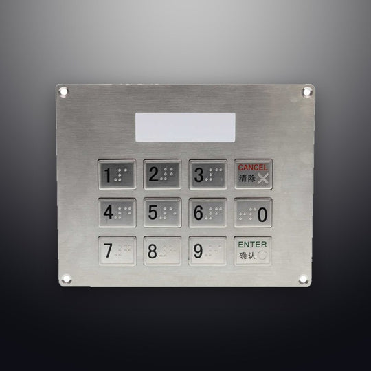 D-8221D 12 Keys Top Mount Metal Keypad With LCD display frame and Braille button