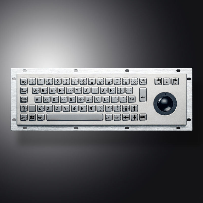 D-8635G-M USB Interface Rear Panel Mount Industrial Metal Braille Stainless Steel Keyboard With Trackball For Self-service Kiosk